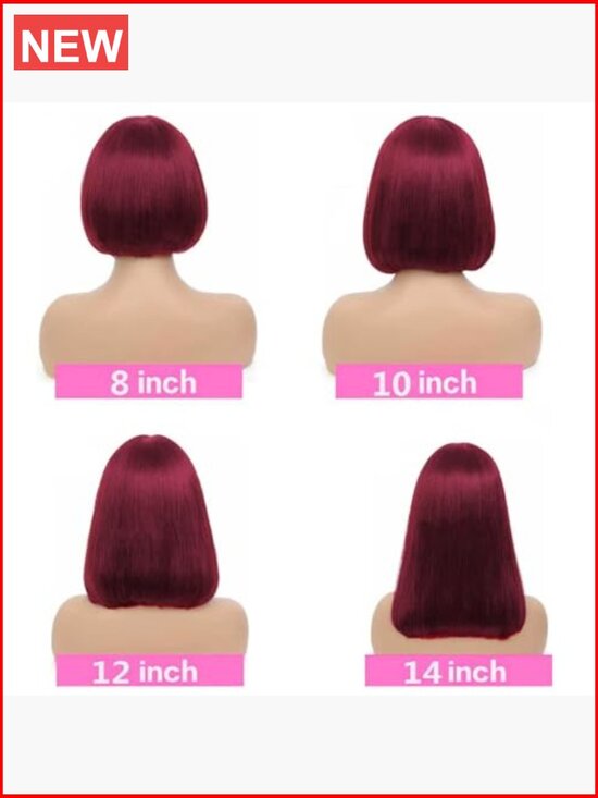 13x4 Lace Front Human Hair Wig Pre Plucked 180% Density Bob main image 4